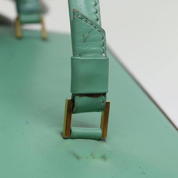 CELINE Vanity Cosmetic Pouch Leather Green Auth 74541 - Picture 9 of 16